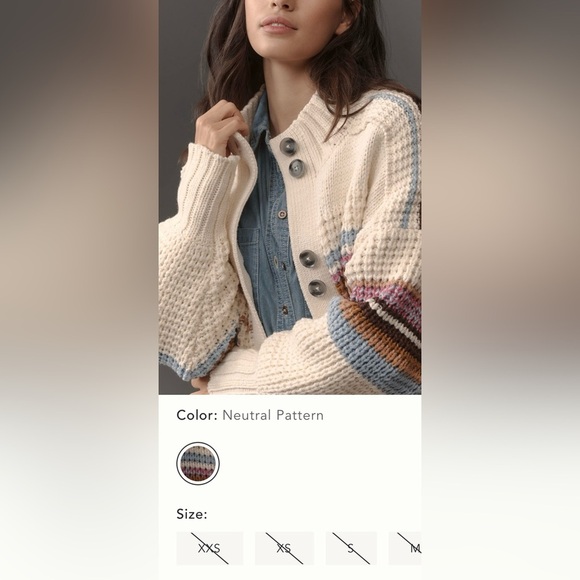 Anthropologie x Maeve High-Collar Mixed-Stitch Cardigan Sweater Size XS NWT - Picture 3 of 12